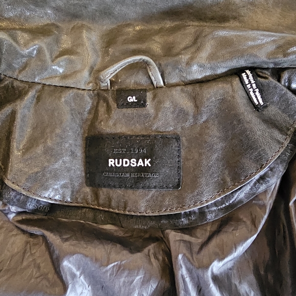 Rudsak Charcoal green leather coat - Picture 5 of 7